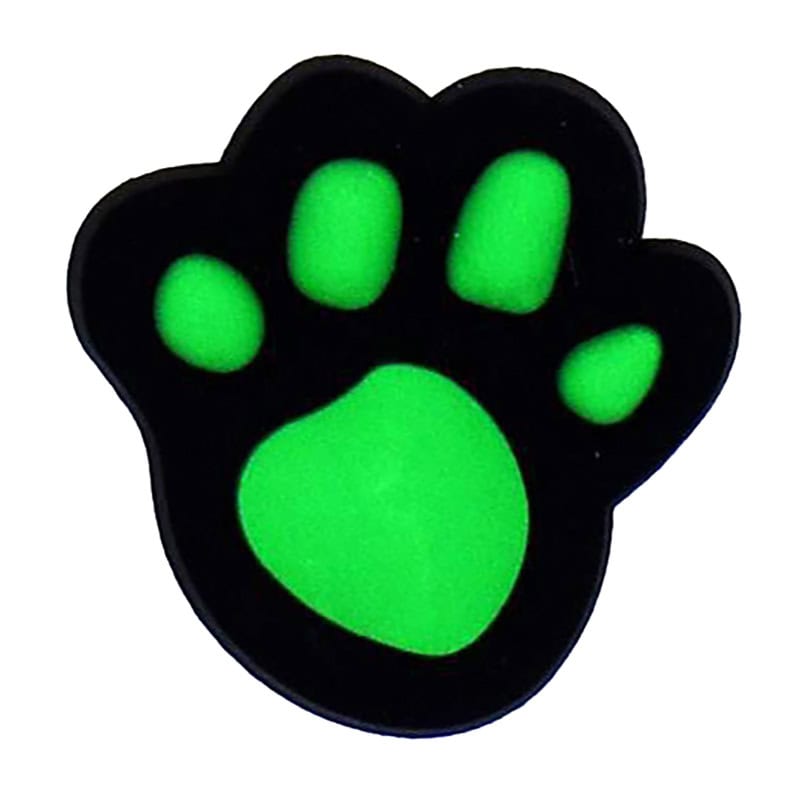 Green on Black Shaped Puppy paw print 25-02 Shoe Charm