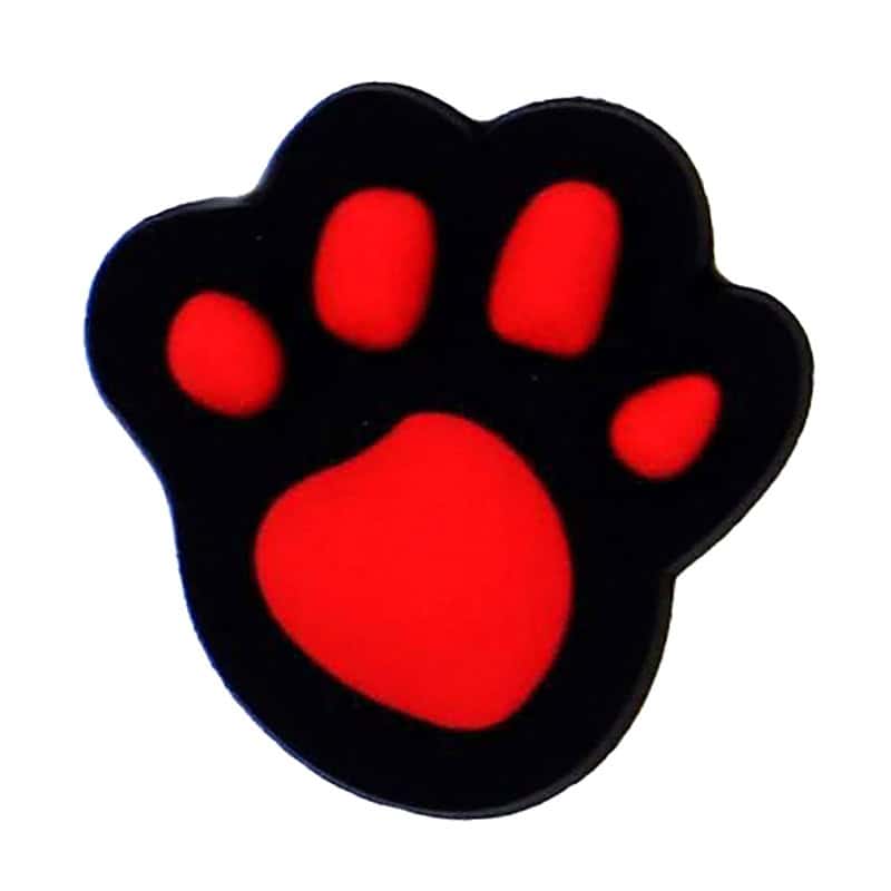 Red on Black Shaped Puppy paw print 25-05 Shoe Charm
