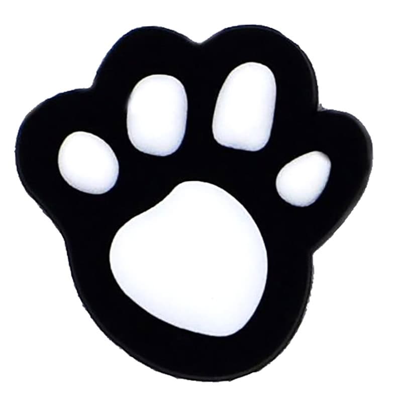 White on Black Shaped Puppy paw print 25-06 Shoe Charm