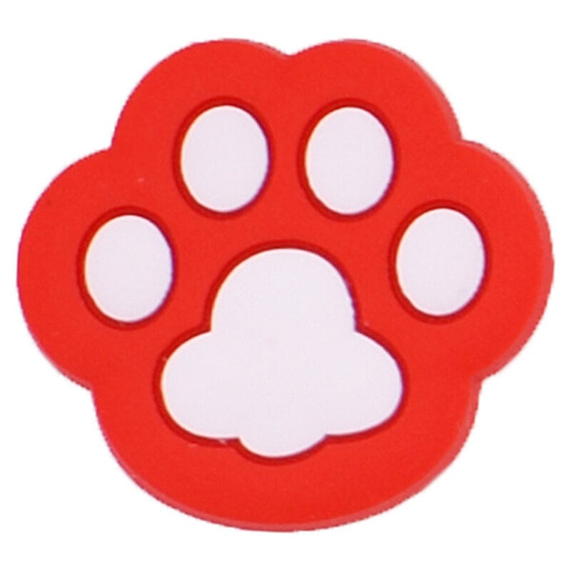 White on Red Shaped large paw print  25-17 Shoe Charm