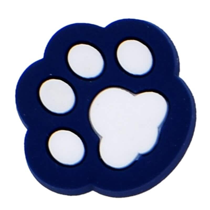 White on Dark Blue Shaped large paw print 25-18 Shoe Charm