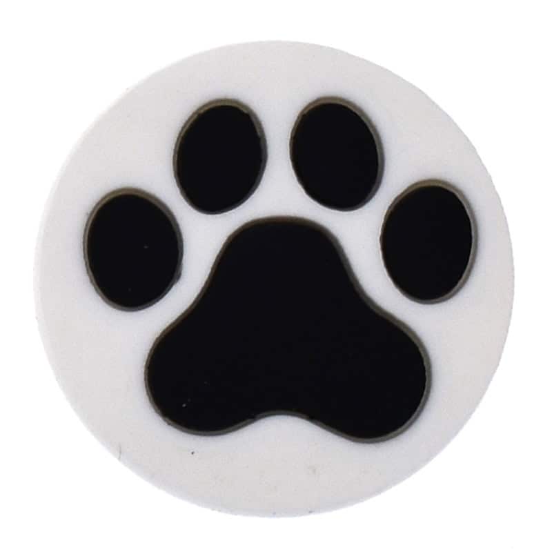 White on Black Round paw print 25-20 Shoe Charm