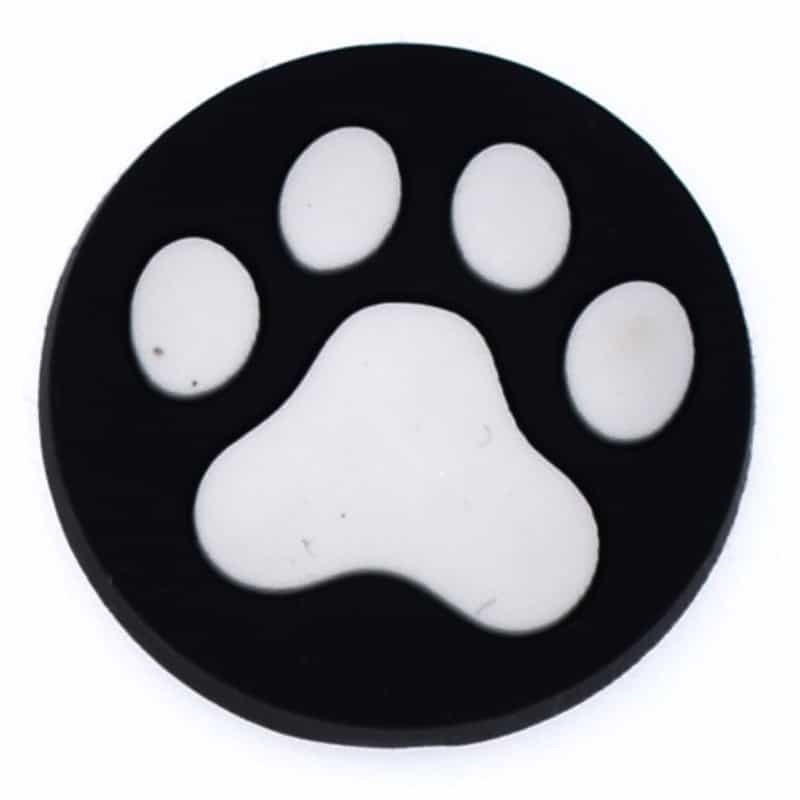 Black on White Round paw print 25-21 Shoe Charm
