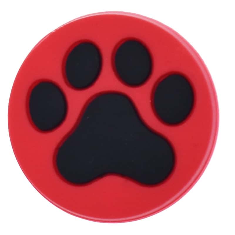 Black on White Round paw print 25-23 Shoe Charm