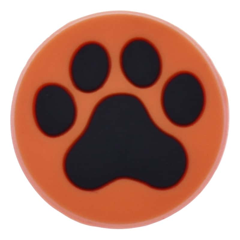 Black on orange Round paw print 25-25 Shoe Charm