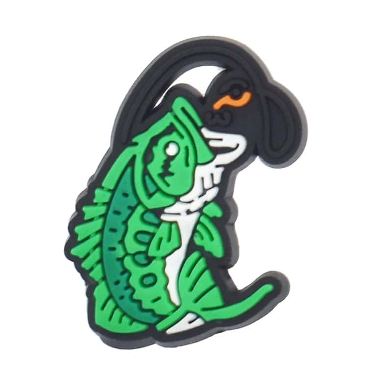 Green fish on fishing hook 317-01 - Shoe Charm