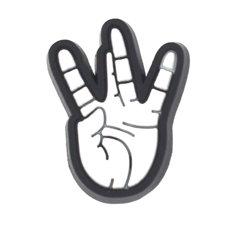 White crossed middle - ring finger hand gesture 335-04 - Shoe Charm