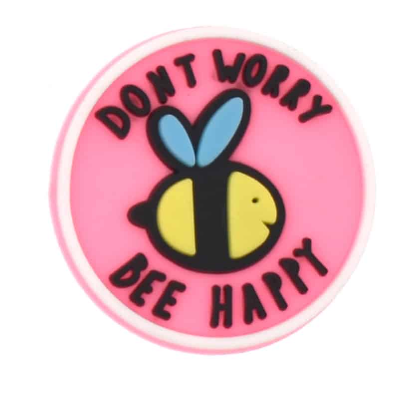 DON'T WORRY BEE HAPPY bee badge 339-03 - Shoe Charm