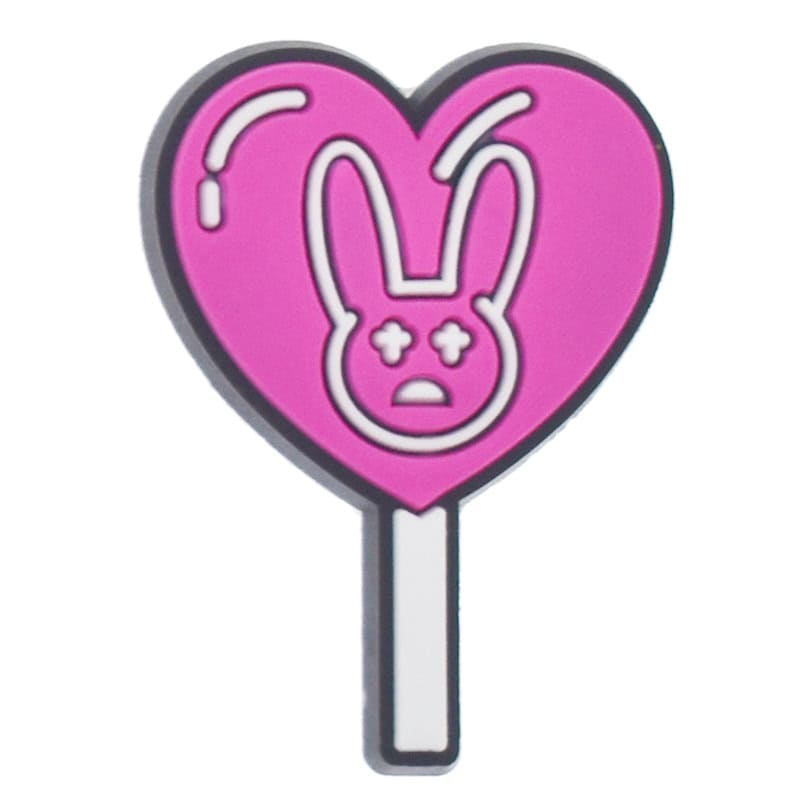 Pink heart lollipop with bunny from Bad Bunny 348-17 Shoe Charm