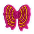 Pink & yellow striped hair bow 359-02 - Shoe Charm