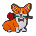 Corgi with red rose in mouth 387-01 - Shoe Charm