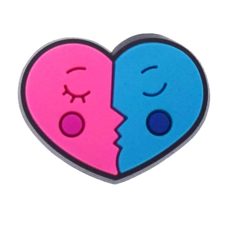 Half blue half pink kissing heart 387-03 - Shoe Charm
