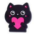 Black cat holding pink heart 387-06 - Shoe Charm