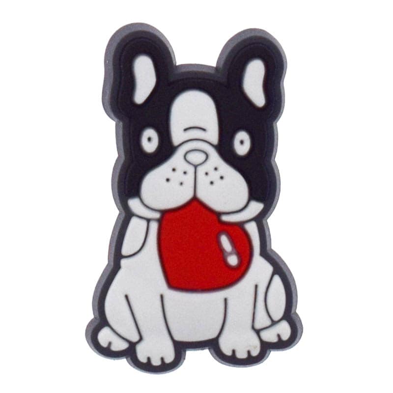 Bulldog with red heart in mouth 387-16 - Shoe Charm