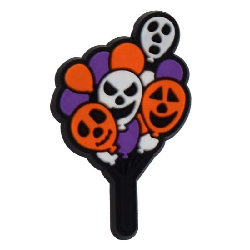 Purple orange & white Halloween face balloons  397-08 - Shoe Charm