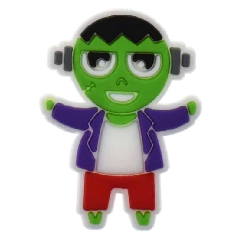 Green Frankenstein monster with purple shirt & red shorts 397-12 - Shoe Charm