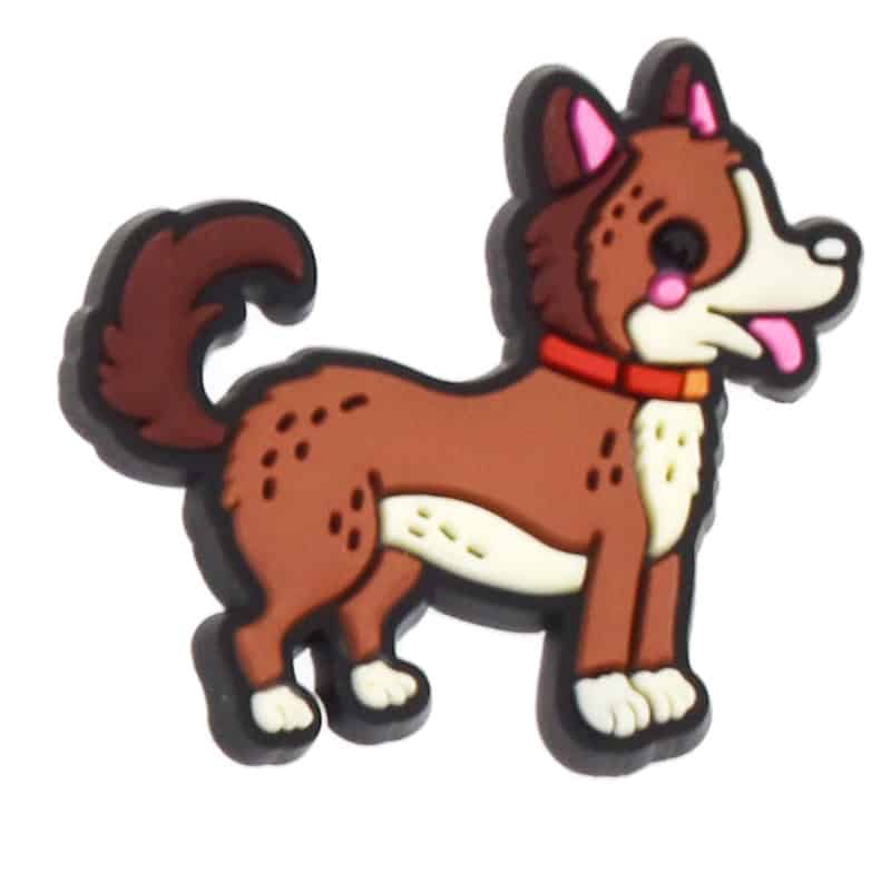 Brown & white dog with red collar 399-09 Shoe Charm