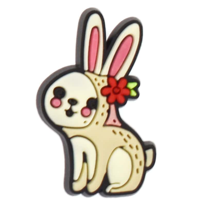 Rabbit with red flower 399-17 Shoe Charm