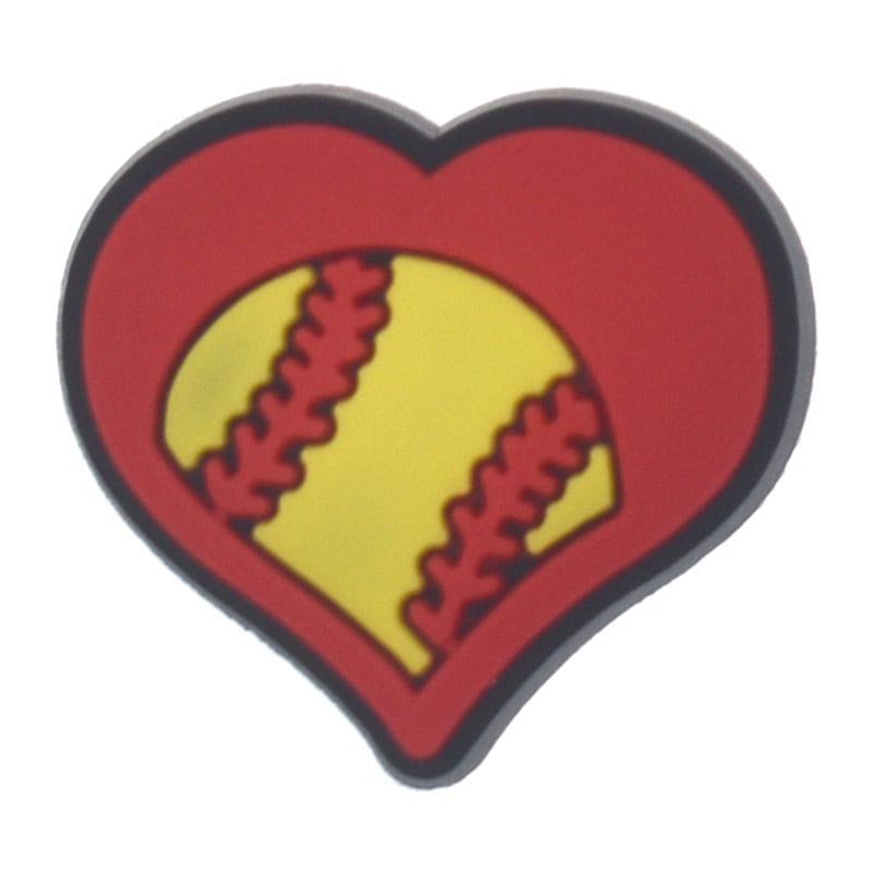 Shoe Charm - Softball in a heart Softball 415-08