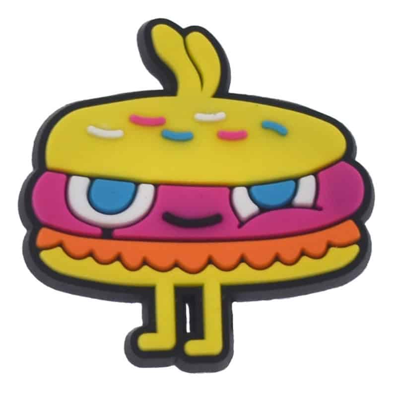 Pink & yellow rabbit burger character 423-05 - Shoe Charm