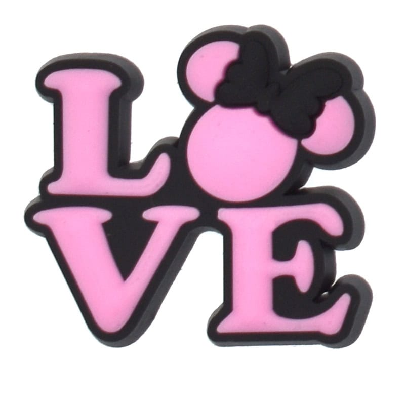 Shoe Charm -  LOVE pink face sign logo badge 443-09