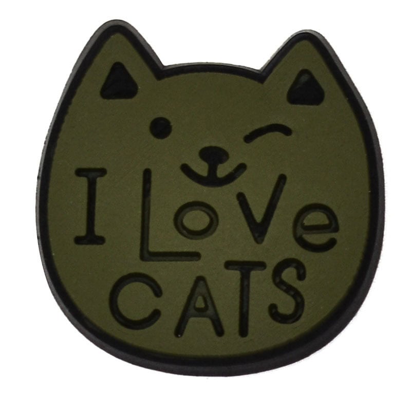 I Love Cats sign winking cat face green 459-02 - Shoe Charm