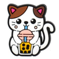 Chinese Lucky Cat brown ears bubble tea 469-27 Shoe Charm