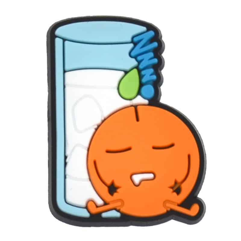 Glass of milk with sleeping orange character 487-04 - Shoe Charm