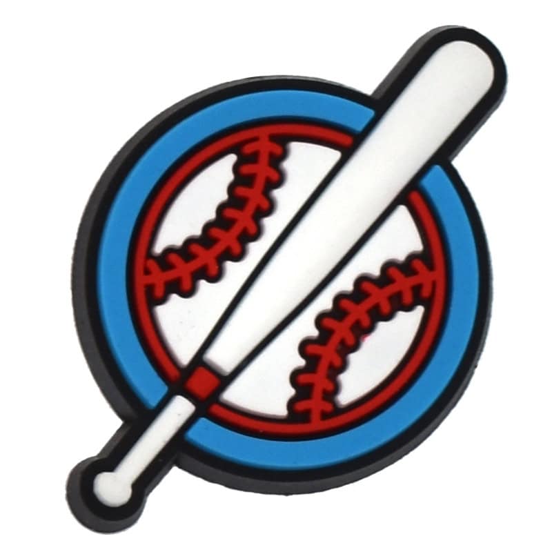 Baseball bat & ball with blue outline 489-09 - Shoe Charm