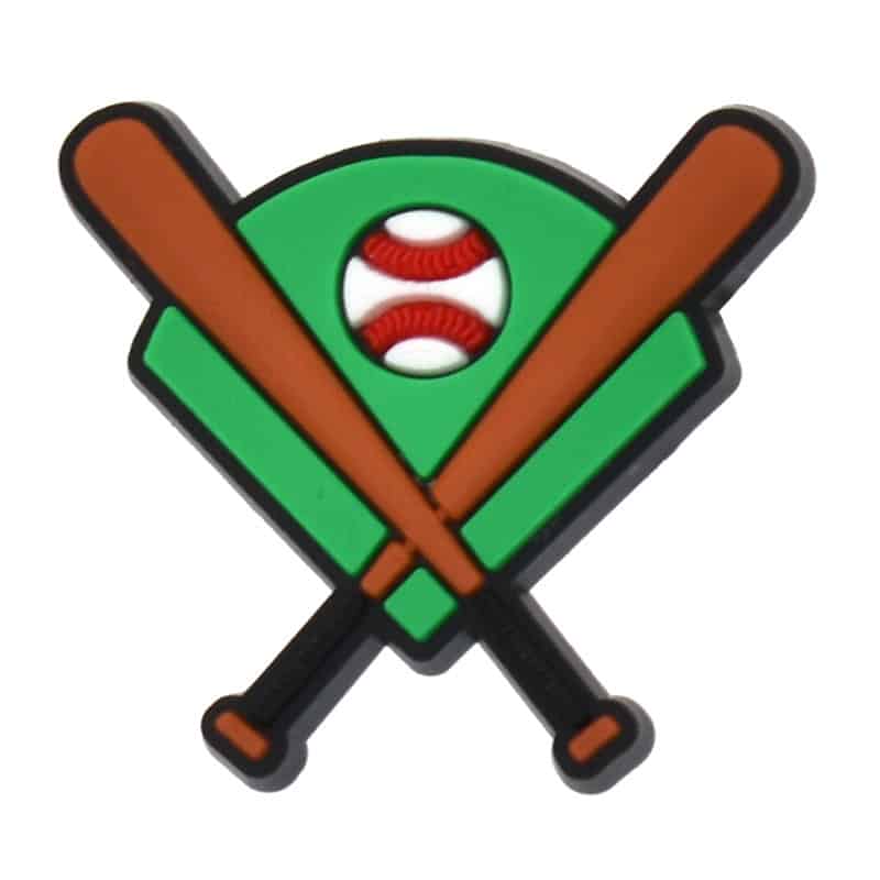 Crossed baseball bats & baseball 489-10 - Shoe Charm