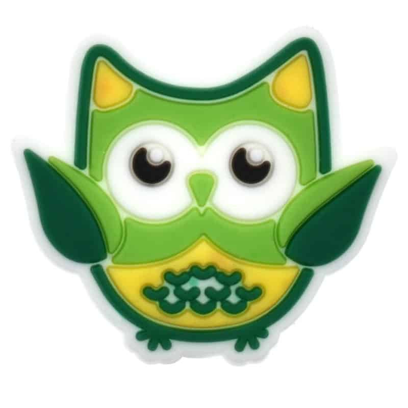 Shoe Charm - Wings up green owl 606-08