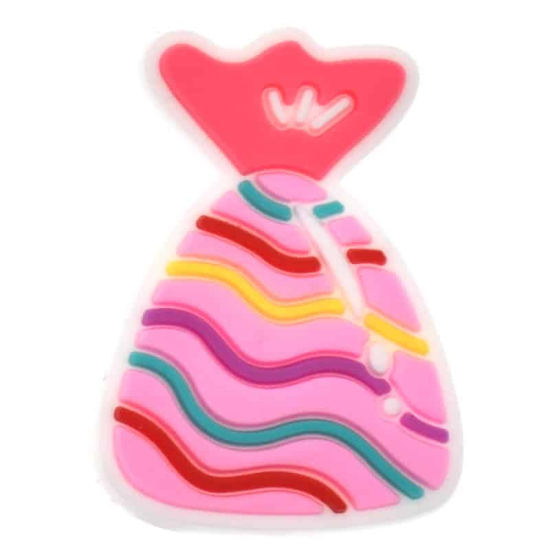 Stripy pink wrapped sweet 607-04 - Shoe Charm
