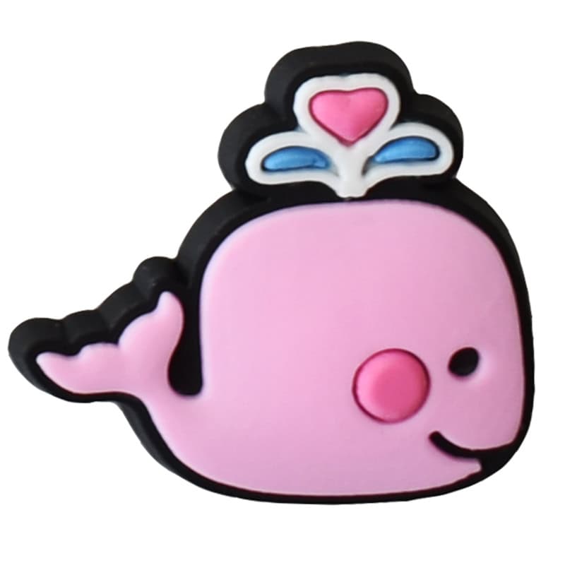 Pink whale blowing 63-33 Shoe Charm
