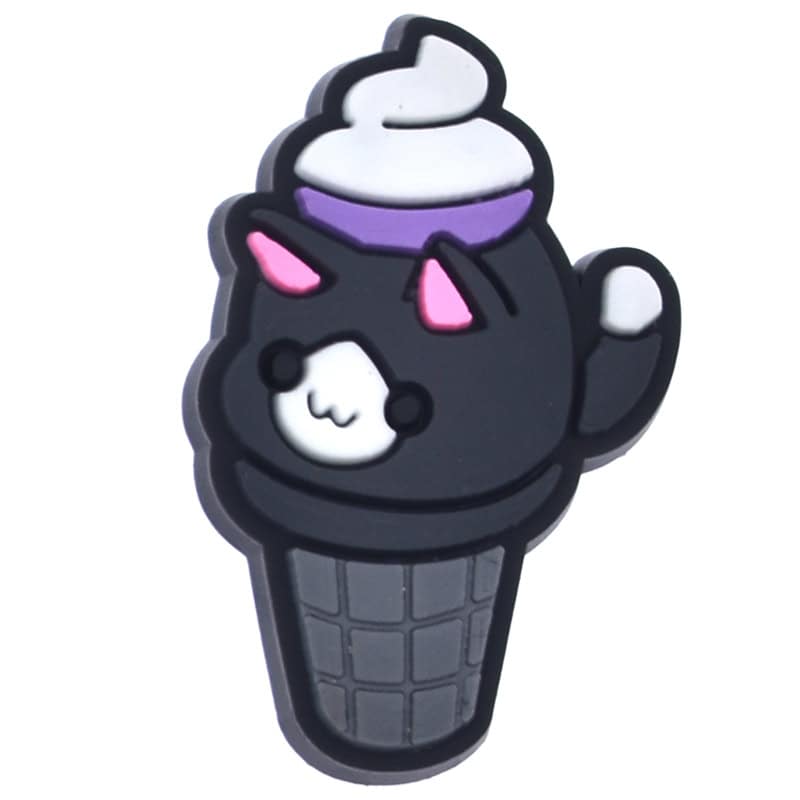 Black ice cream cat with swirl on head 671-03 - Shoe Charm