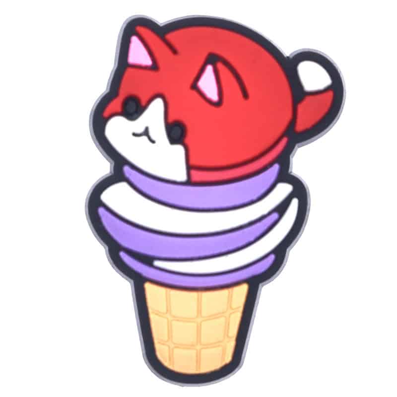 Red ice cream cat on purple icecream swirl 671-09 - Shoe Charm