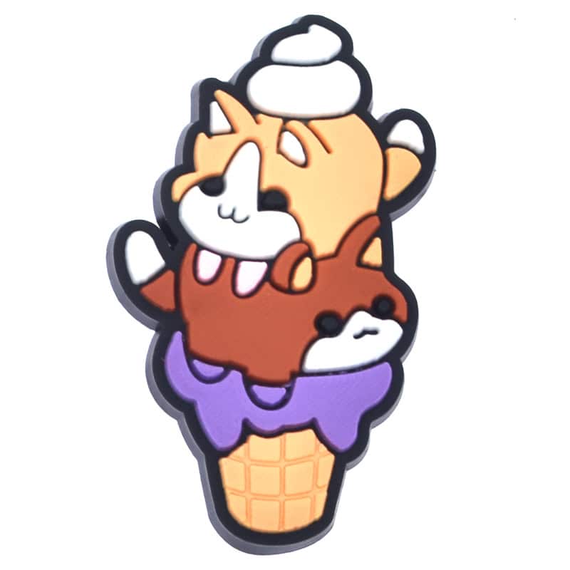 White & brown double scoop ice cream cats with swirl 671-10 - Shoe Charm