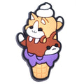 White & brown double scoop ice cream cats with swirl 671-10 - Shoe Charm