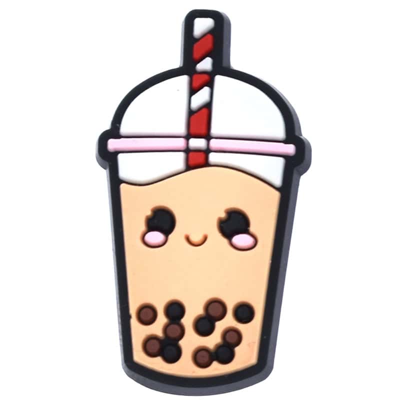 Smiley boba tea with red & white straw 676-13 - Shoe Charm