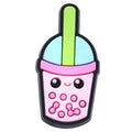 Smiley boba tea pink with green straw 676-15 - Shoe Charm