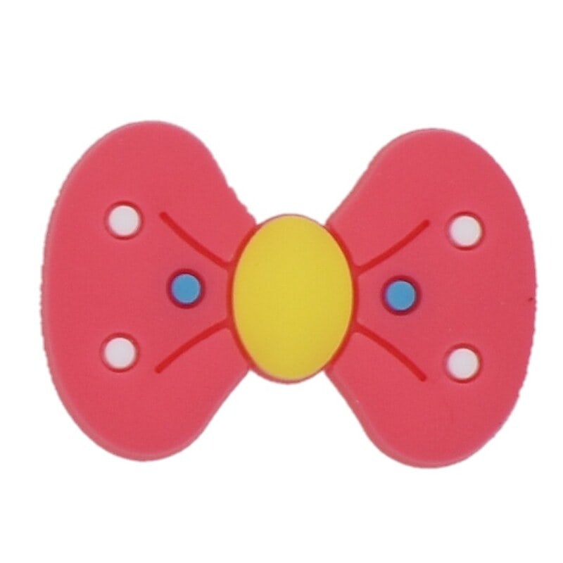 Dark pink ribbon bow spots and yellow centre 69-21 Shoe Charm
