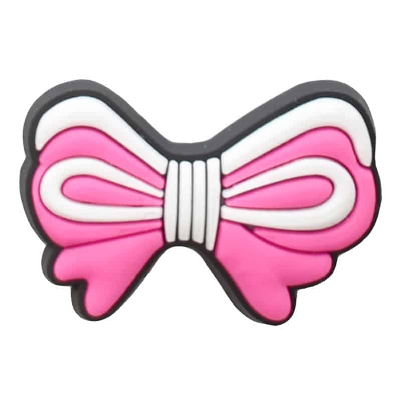 Pink & white riboon bow with string centre 69-24 Shoe Charm