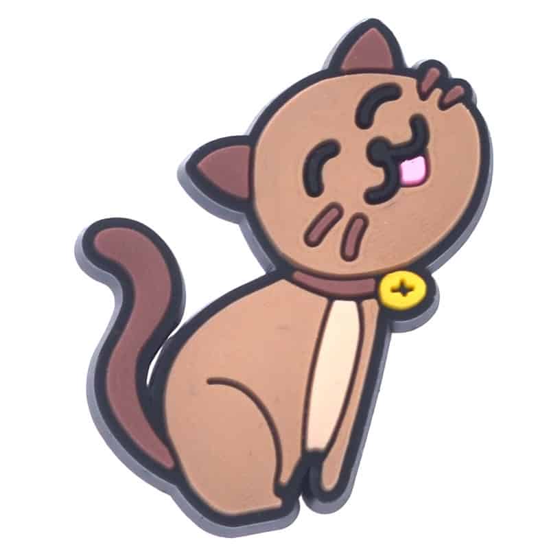 Sitting brown cat with bell collar 691-02 - Shoe Charm