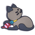 Grey cat playing with string 691-07 - Shoe Charm