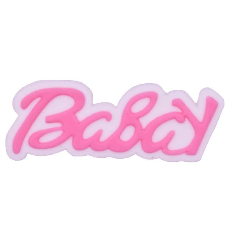 Baby pink on white italics sign logo 88-35 Shoe Charm
