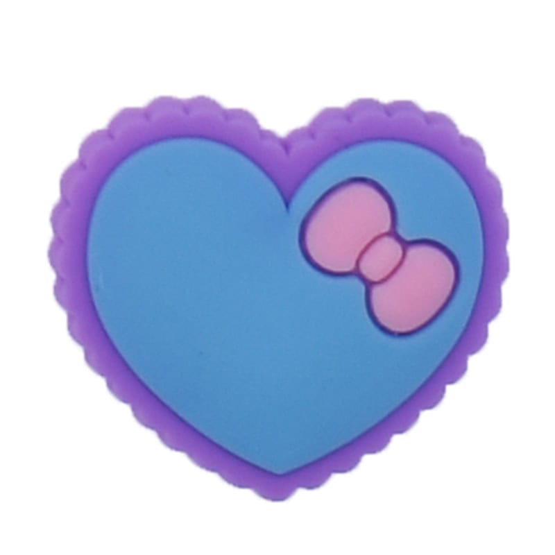 Heart blue with pink bow & purple surround 89-03 Shoe Charm