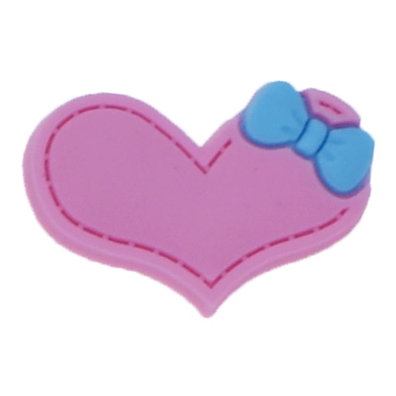 Heart wide pink with blue bow 89-12 Shoe Charm