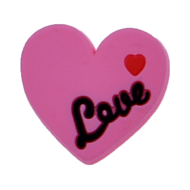 Heart pink with red heart & Love 89-25 Shoe Charm